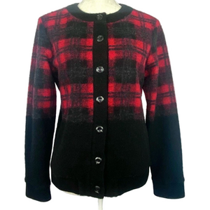 Pendleton Wool Blend Cardigan Sweater Jacket Button Front Tartan Plaid Women’s M